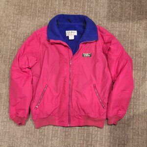 Vintage 90s L.L. Bean Pink Full Zip Puffer Jacket Coat Nylon - Size Medium